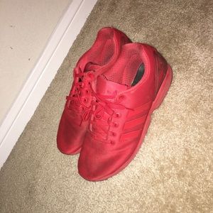 All red adidas flux size 10(men)